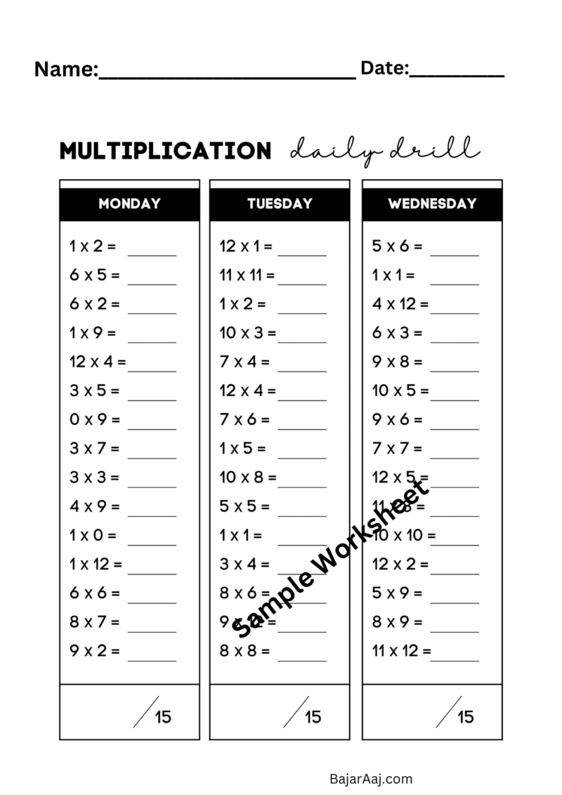 Maths Worksheet for Class 1