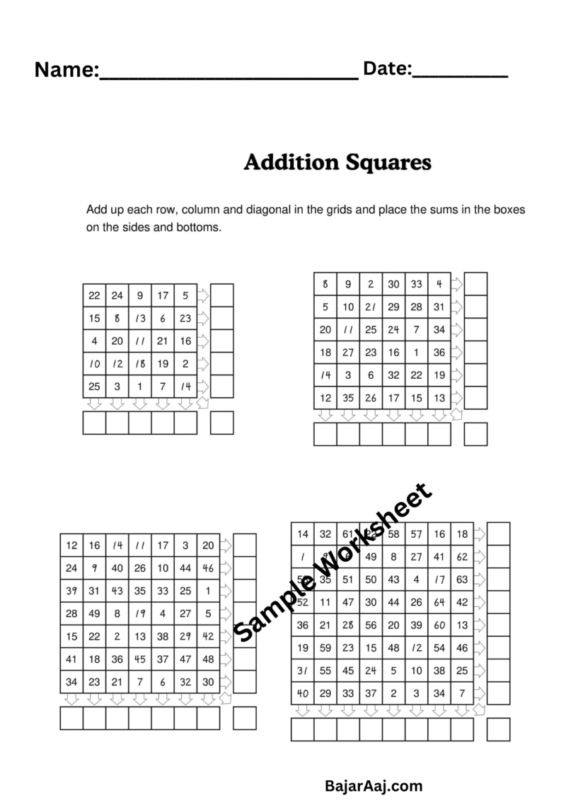 Maths Worksheet for Class 1